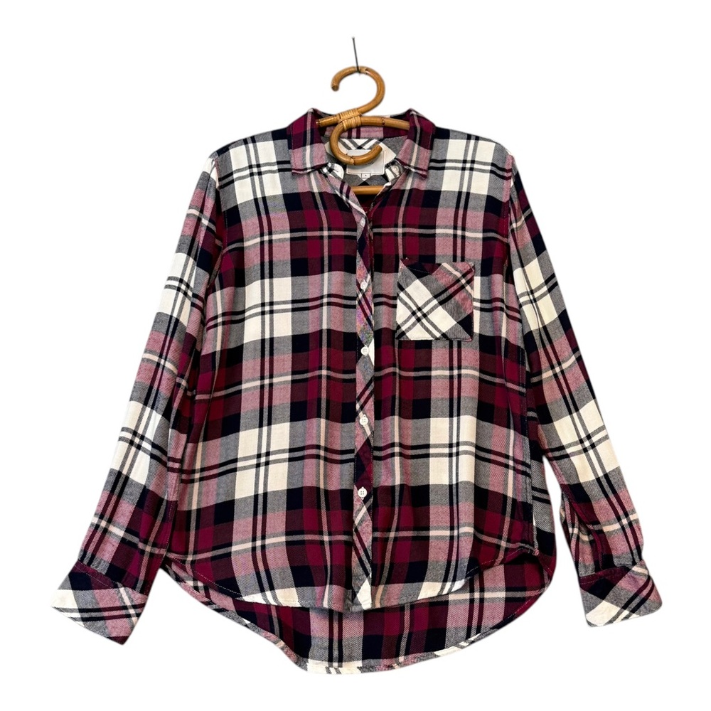 Rails | Hunter Plaid Button Front Shirt Burgundy Black White Size S Rayon